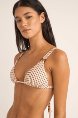CHLOE CHECK SOFT STRAP SLIDE TRI TOP - PEACH