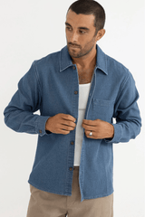 TEXTURED WALE LS SHIRT - WASHED INDIGO
