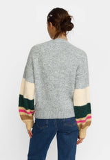 STRIPED SOFT SWEATER- GREY
