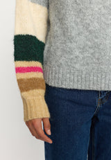 STRIPED SOFT SWEATER- GREY