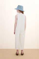 BLUE FLOWER PRINT LONG ONE PIECE - OFF WHITE