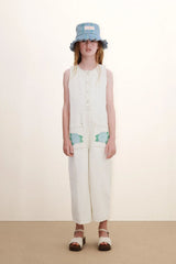 BLUE FLOWER PRINT LONG ONE PIECE - OFF WHITE