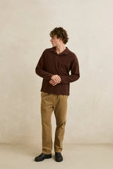 VINTAGE TERRY LS POLO CHOCOLATE