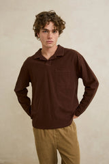 VINTAGE TERRY LS POLO CHOCOLATE