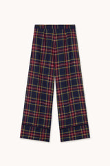 CHECK WIDE PANTS - NAVY