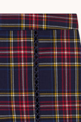 CHECK WIDE PANTS - NAVY