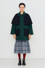 BICOLOR TRENCH COAT - BOTTLE GREEN