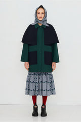 BICOLOR TRENCH COAT - BOTTLE GREEN