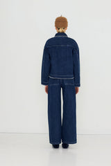 EMBROIDERED HORSES DENIM JACKET - MEDIUM WASH DENIM