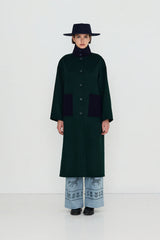 COLOR BLOCK COAT - INK BLUE