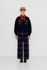 ROSES OVERSIZED CARDIGAN - NAVY
