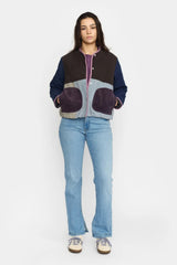QUILTED PATCHWORK JACKET - BLUE