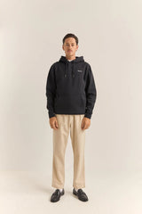 BRAND FLEECE HOOD - BLACK