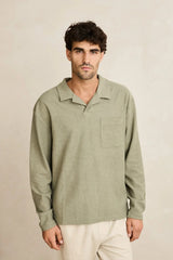 VINTAGE TERRY LS POLO - SAGE