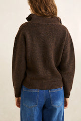 QUINCY ZIP KNIT CHOCOLATE