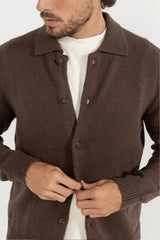 MOHAIR BUTTON UP KNIT - CHOCOLATE