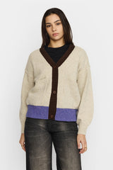 HEAVY BLOCK CARDIGAN OFFWHITE