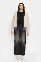 HEAVY BLOCK CARDIGAN OFFWHITE