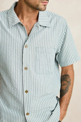 SEERSUCKER STRIPE SS SHIRT - PINE