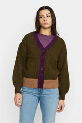 HEAVY BLOCK CARDIGAN ARMY