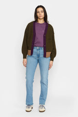 HEAVY BLOCK CARDIGAN ARMY