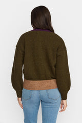 HEAVY BLOCK CARDIGAN ARMY