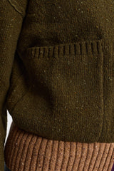 HEAVY BLOCK CARDIGAN ARMY