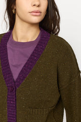 HEAVY BLOCK CARDIGAN ARMY