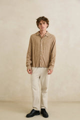 LINEN CHAMBRAY LS SHIRT COFFEE