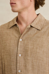 LINEN CHAMBRAY LS SHIRT COFFEE