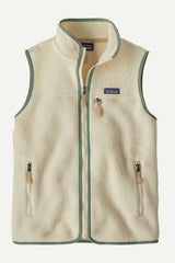 W'S RETRO PILE VEST NATURAL/ELLWOOD GREEN