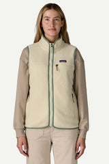 W'S RETRO PILE VEST NATURAL/ELLWOOD GREEN