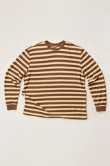 TEXTURED STRIPE LS T-SHIRT BROWN