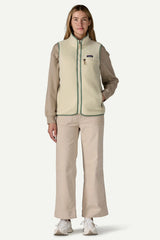 W'S RETRO PILE VEST NATURAL/ELLWOOD GREEN
