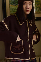 SHORT HORSES EMBROIDERED COAT - CHARCOAL
