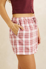 CHELSEA CHECK SKORT PLUM