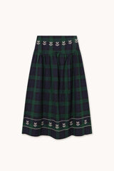 EMBROIDERED CHECK SKIRT - NAVY/DARK GREEN