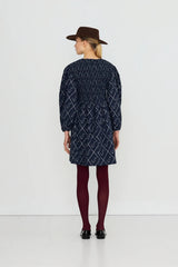 GEESE PUFF SLEEVES DRESS - NAVY