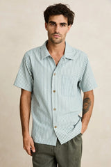 SEERSUCKER STRIPE SS SHIRT - PINE