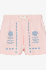 FLOWER PATTERN GRAPHIC SHORTS - PASTEL PINK