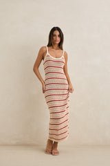 TAMI STRIPE KNIT MAXI DRESS - WATERMELON