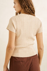 DANA SHORT SLEEVE CARDIGAN OAT