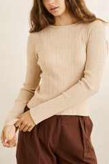 ESSENTIAL LONG SLEEVE KNIT TOP OAT