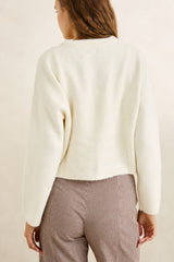 ESTELLE FLUFFY CREW NECK KNIT CREAM
