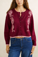SANDY CROP CARDIGAN PLUM