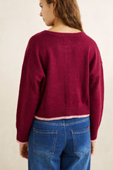 SANDY CROP CARDIGAN PLUM