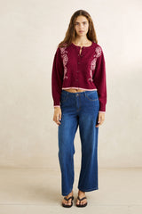 SANDY CROP CARDIGAN PLUM