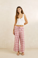CHELSEA CHECK PANT PLUM