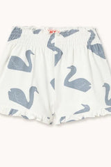 BIG SWANS KNITTED SMOCKED SHORTS - OFF WHITE