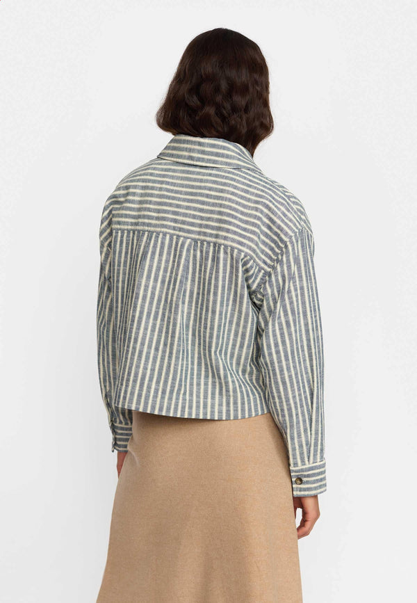 CROPPED SHIRT / 33102 - BLUE